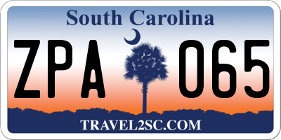SC license plate ZPA065