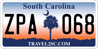 SC license plate ZPA068