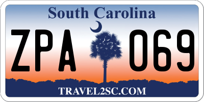 SC license plate ZPA069