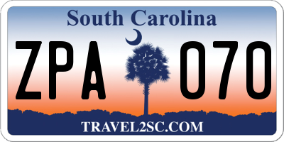 SC license plate ZPA070