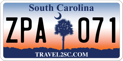 SC license plate ZPA071