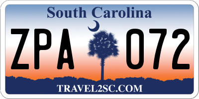 SC license plate ZPA072