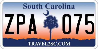 SC license plate ZPA075