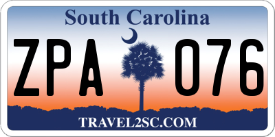SC license plate ZPA076