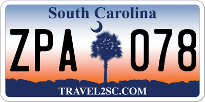 SC license plate ZPA078