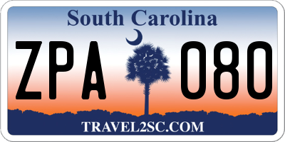 SC license plate ZPA080