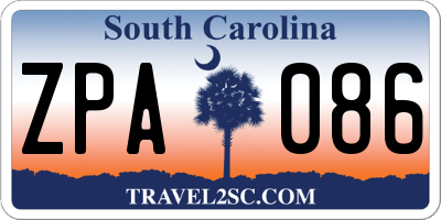 SC license plate ZPA086