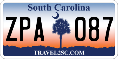 SC license plate ZPA087