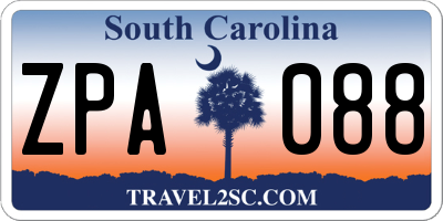 SC license plate ZPA088