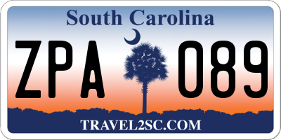 SC license plate ZPA089