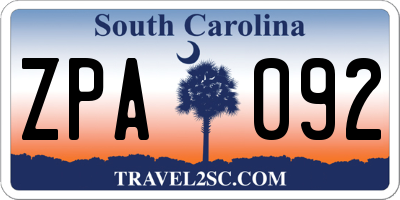 SC license plate ZPA092