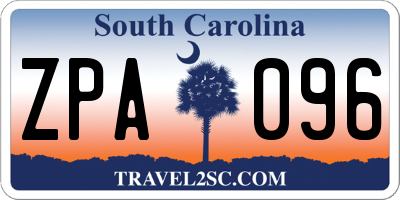 SC license plate ZPA096