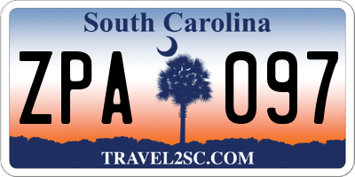 SC license plate ZPA097