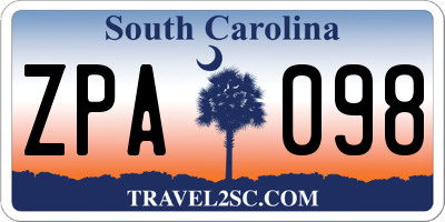 SC license plate ZPA098