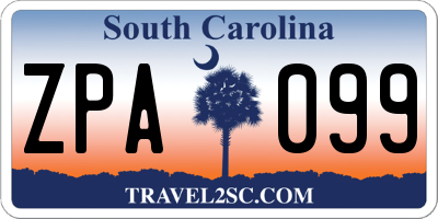 SC license plate ZPA099
