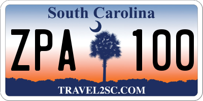 SC license plate ZPA100
