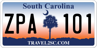 SC license plate ZPA101