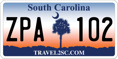 SC license plate ZPA102