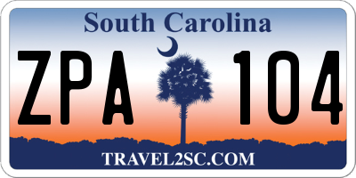 SC license plate ZPA104