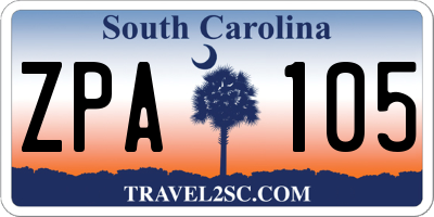 SC license plate ZPA105