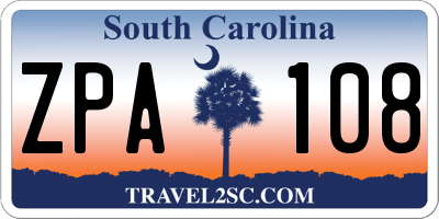 SC license plate ZPA108