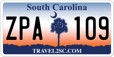 SC license plate ZPA109