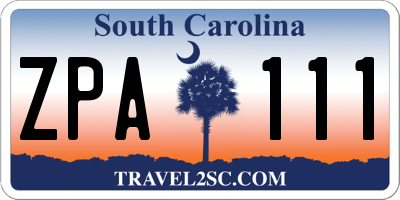 SC license plate ZPA111