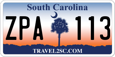 SC license plate ZPA113