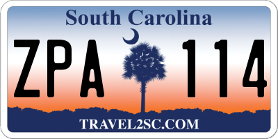 SC license plate ZPA114