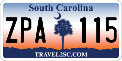 SC license plate ZPA115