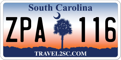 SC license plate ZPA116