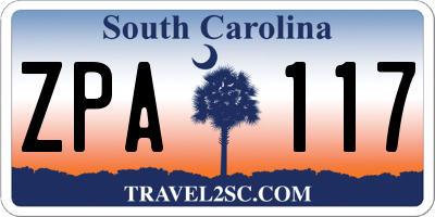 SC license plate ZPA117