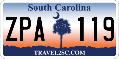 SC license plate ZPA119