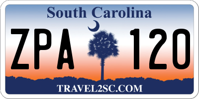 SC license plate ZPA120