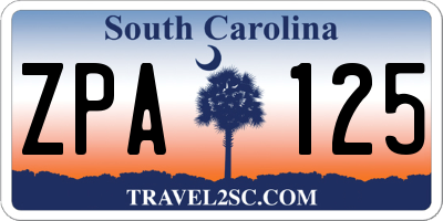 SC license plate ZPA125