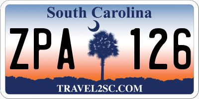 SC license plate ZPA126