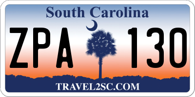 SC license plate ZPA130