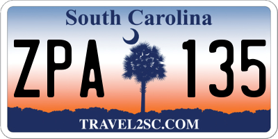 SC license plate ZPA135