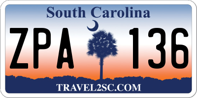 SC license plate ZPA136