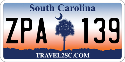 SC license plate ZPA139