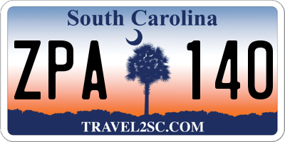 SC license plate ZPA140