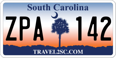 SC license plate ZPA142