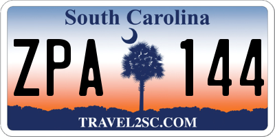 SC license plate ZPA144