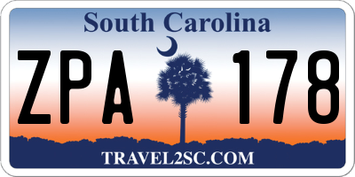SC license plate ZPA178
