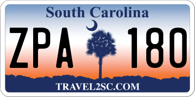 SC license plate ZPA180