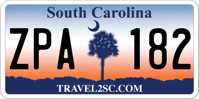 SC license plate ZPA182