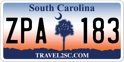 SC license plate ZPA183
