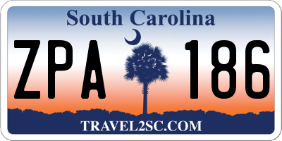 SC license plate ZPA186