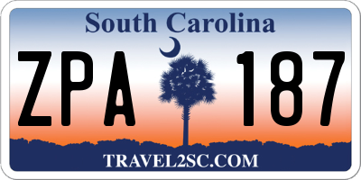 SC license plate ZPA187