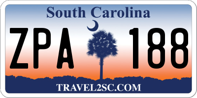 SC license plate ZPA188